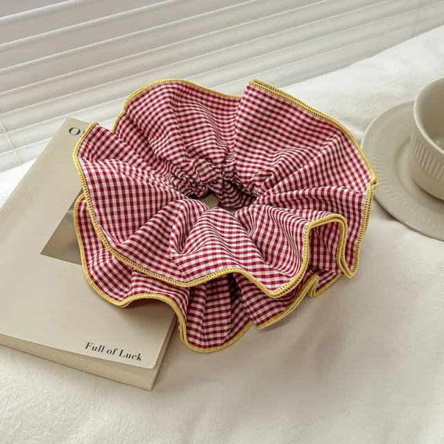 Women's Mori Style Floral Plaid Hair Ring Headdress Pink - Shop at LoveMi