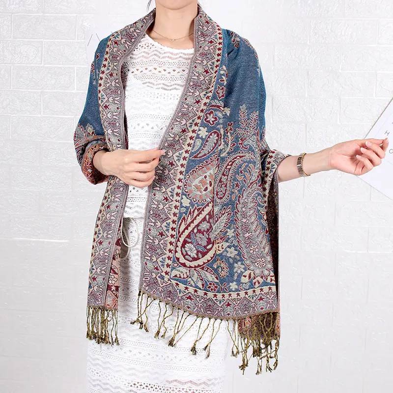 Cashew Pattern Long Jacquard Scarf Ethnic-style Shawl