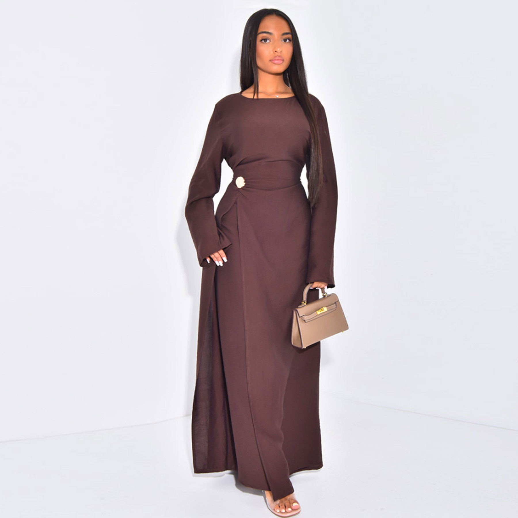Dubai Middle East Turkey Solid-Color Minimalist Dress