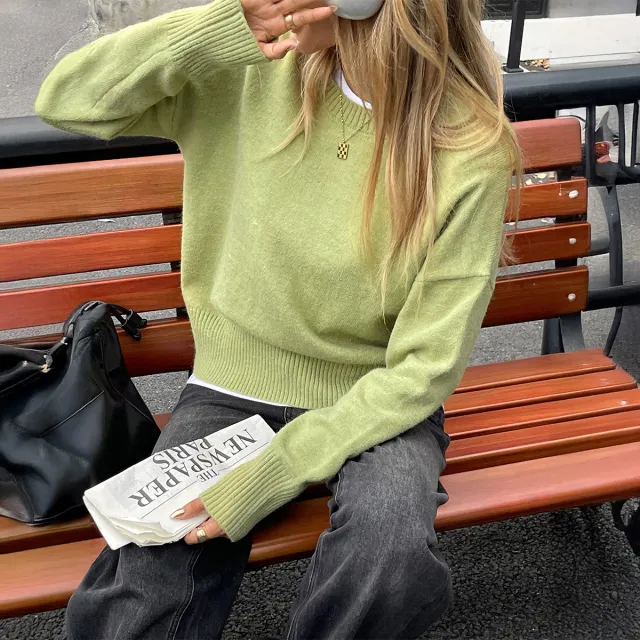 High grade All match Wool Sweaters Women's Clothing Yellow Green - Shop at LoveMi