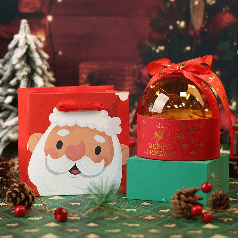 Christmas Holiday Gift Box Candy Cookies Peace Fruit - Red Empty Box Bag 12X12Cm