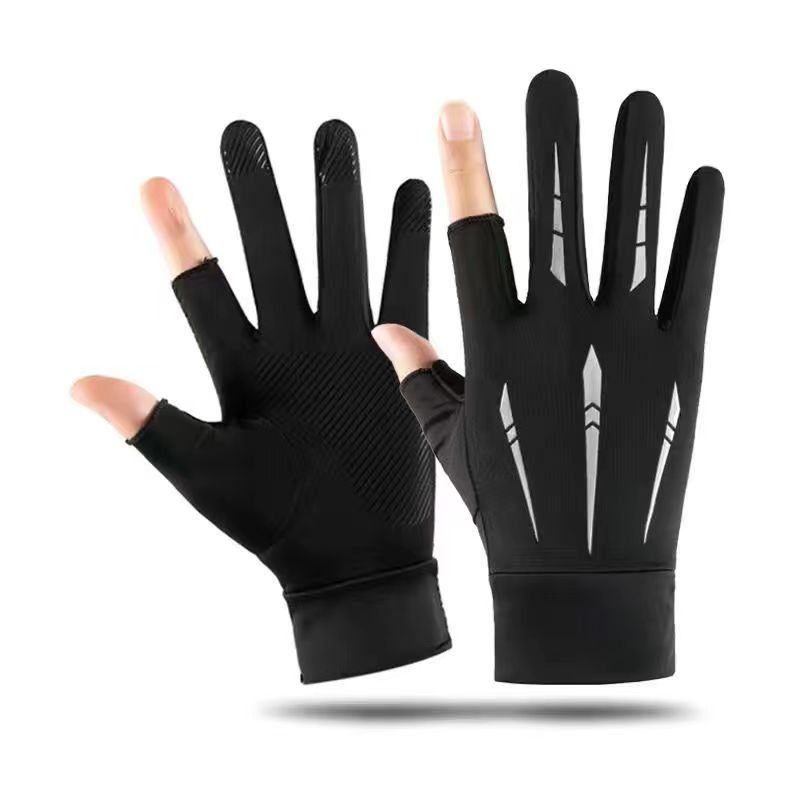 Summer Outdoor Sports Half-finger Gloves Made From Ice Silk With A Non-slip Grip