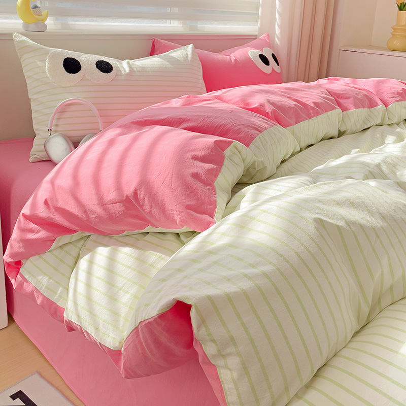 Big Eyes Four-piece Bedding Set Sanding Duvet Cover Bedding Suit - Image 11