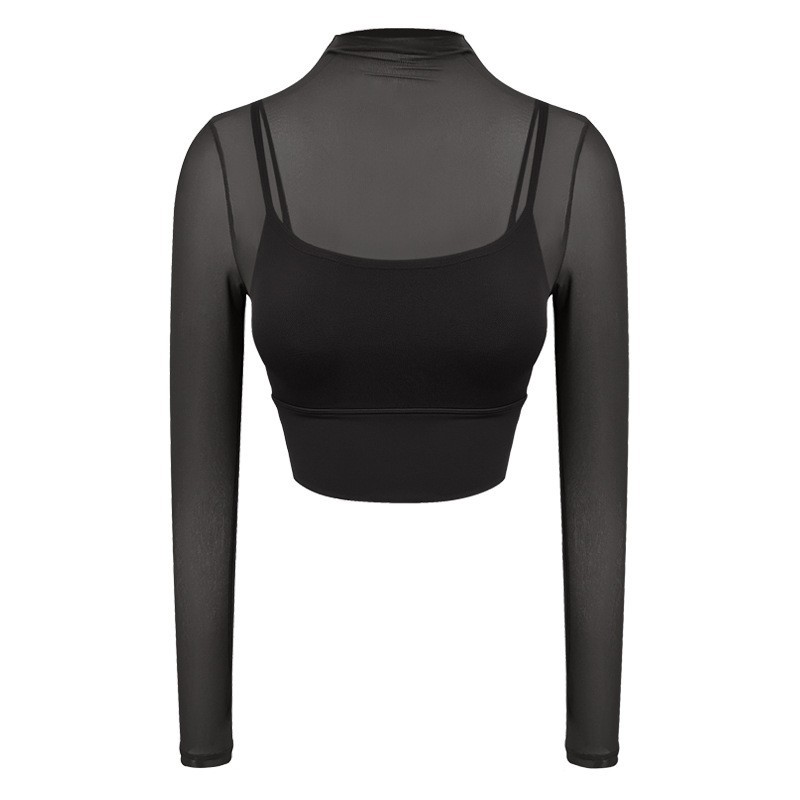 New Mesh Stitching Fake Two-piece Workout Clothes