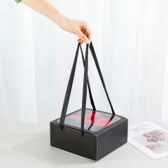 Qixi Festival Gift Flowers Portable Flower Box - Black - View 1