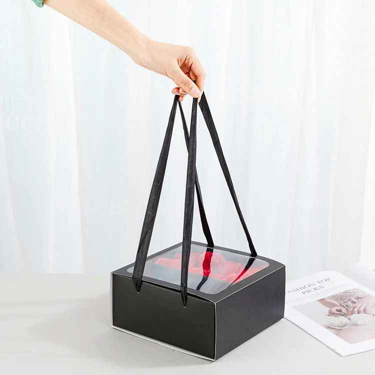Qixi Festival Gift Flowers Portable Flower Box - Black