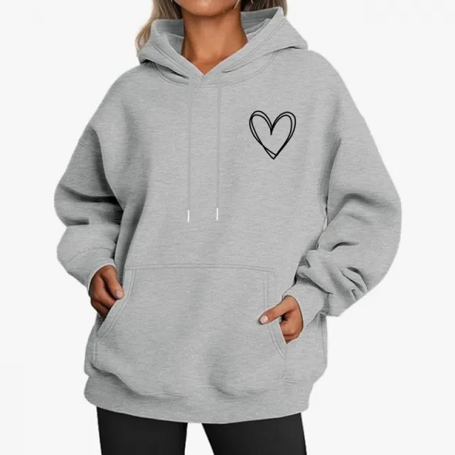 Korean Style Hooded Brushed Hoody Women's Casual Light Gray - Shop at LoveMi