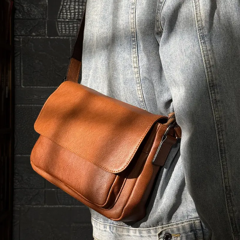 First-layer Cowhide Shoulder Bag Mens Style