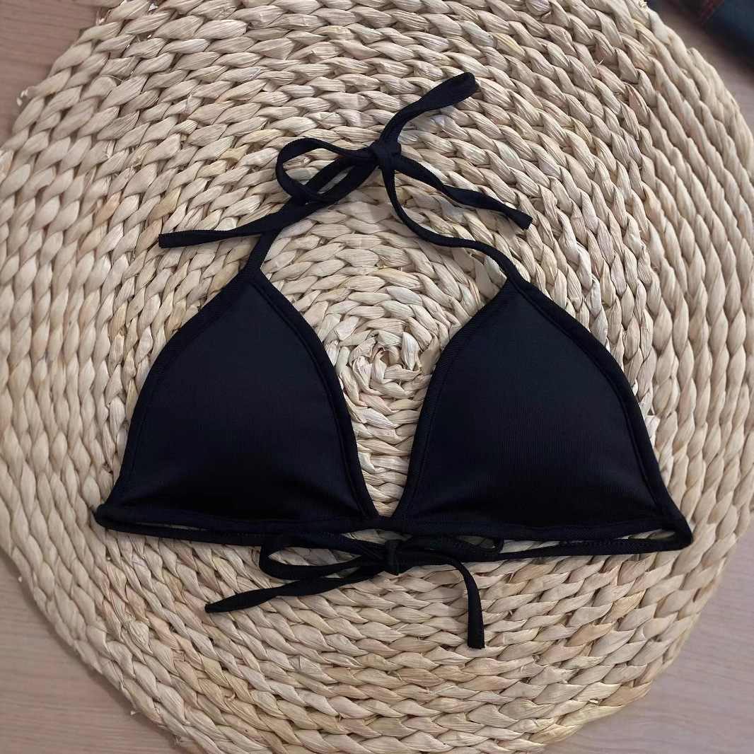 Female Solid Color Simple Lace Up Beach Bikini Lingerie