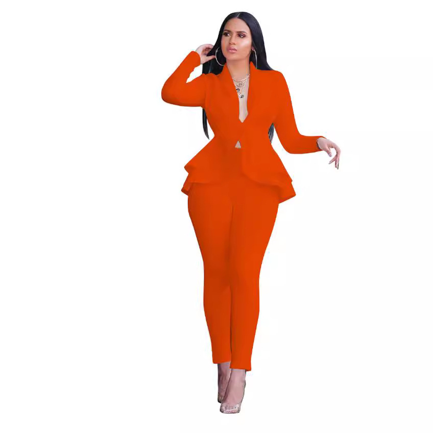 European And American-style Chic Ruffled Blazer Casual Set 10