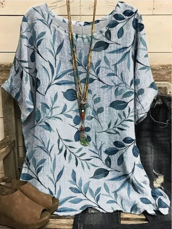 New Casual Loose Printed Crew Neck Top Figure 30 - Shop at LoveMi