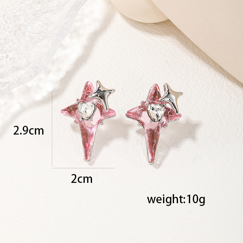 Four Eight-pointed Stars Women's Ear Studs Cute Personality Sweet