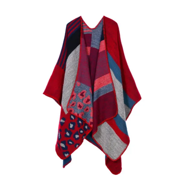 Cloak Air Conditioning Warm Decorative Shawl Scarf Leopard Pattern Red - Shop at LoveMi