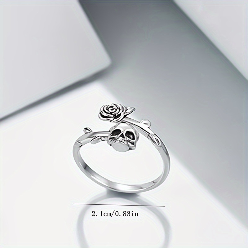 New Skull Rose Open Ring Personality Retro