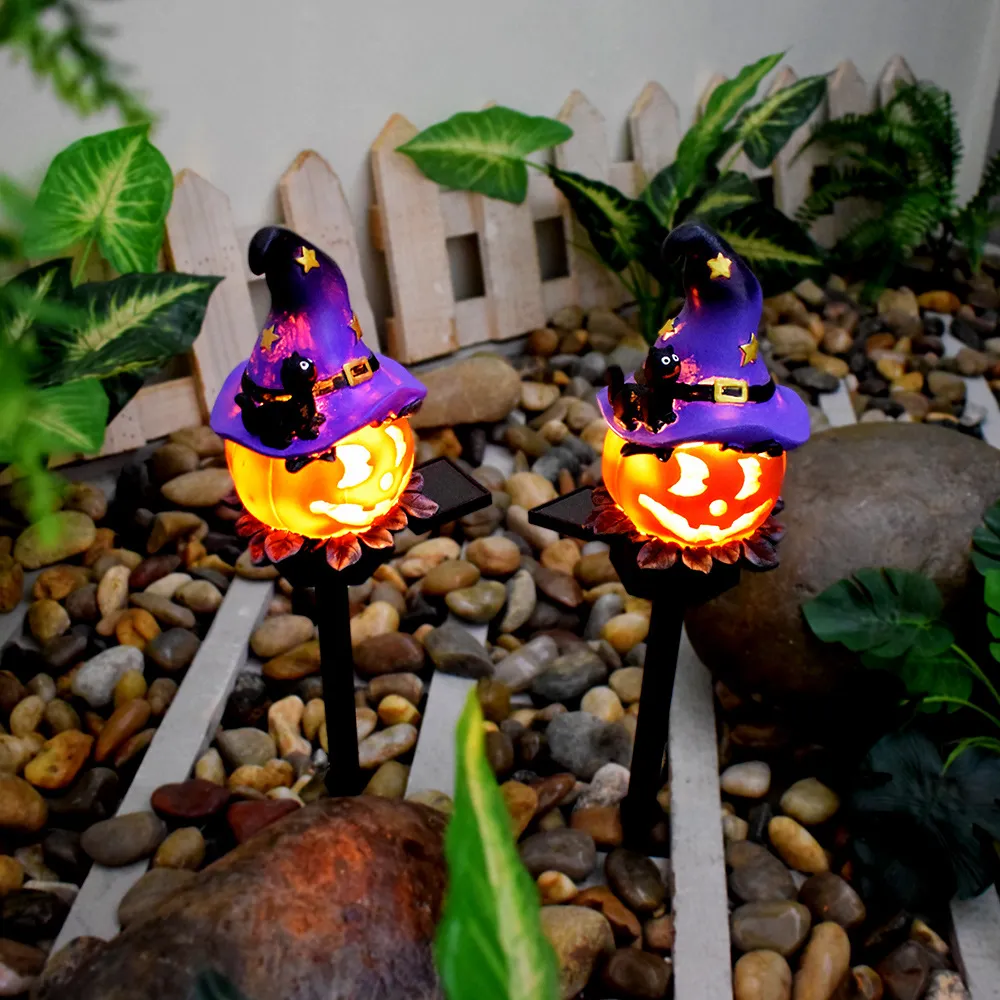 Creative Solar Outdoor Garden Halloween Pumpkin Lantern Resin Handicrafts Garden Festival Atmosphere Decorative Insert Light – image 5