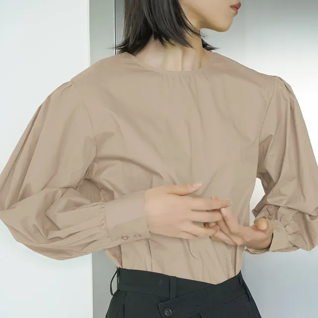 Women's Autumn Crew Neck Shirt Apricot - Shop at LoveMi