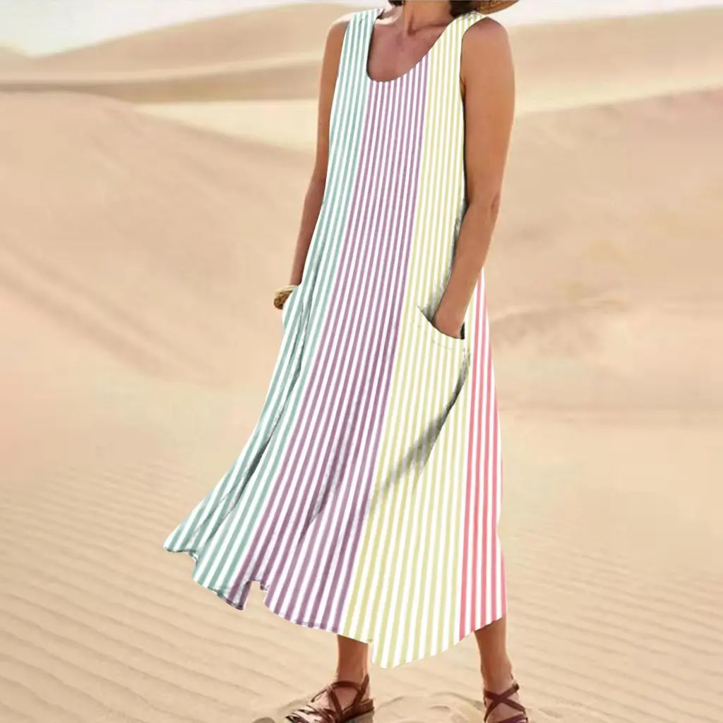 Landscape Floral Maxi Dress Slim Fit Casual Skirt - 21Style