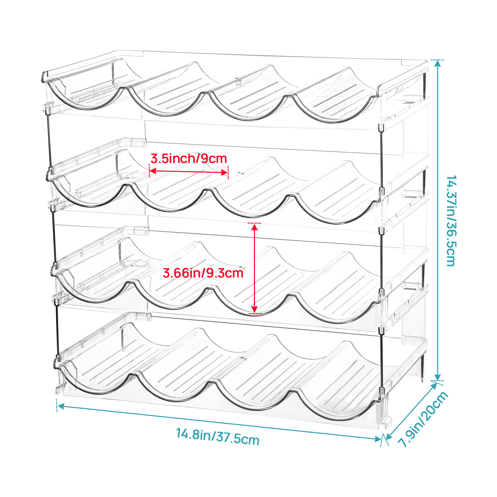 Title 16, Transparent Removable Water Bottle Storage Rack