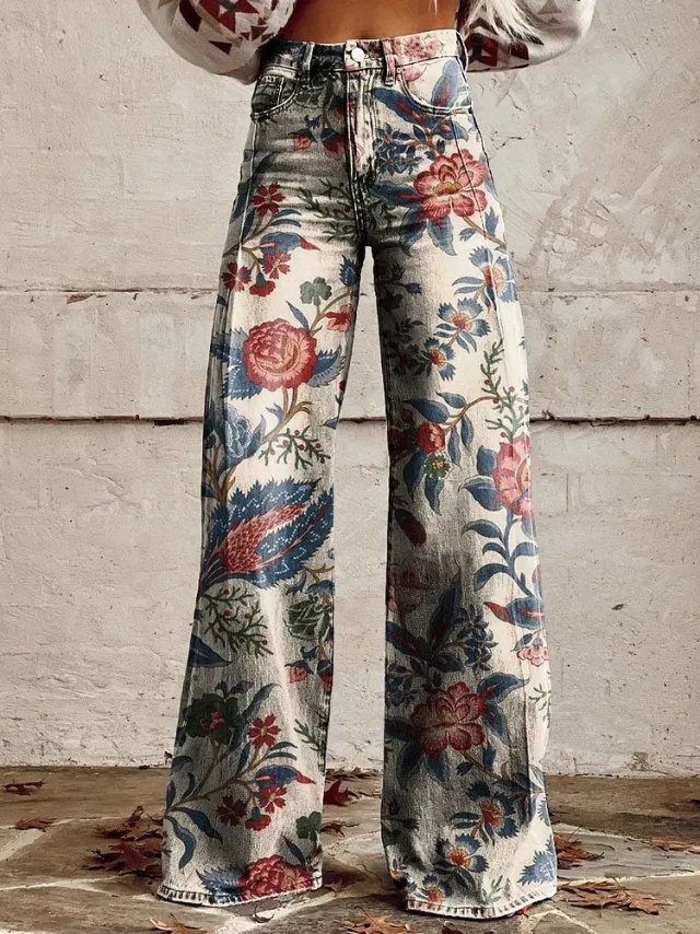 Women's Casual Pants Thin Imitation Jeans Wide Leg Awp1A242611J - Shop at LoveMi