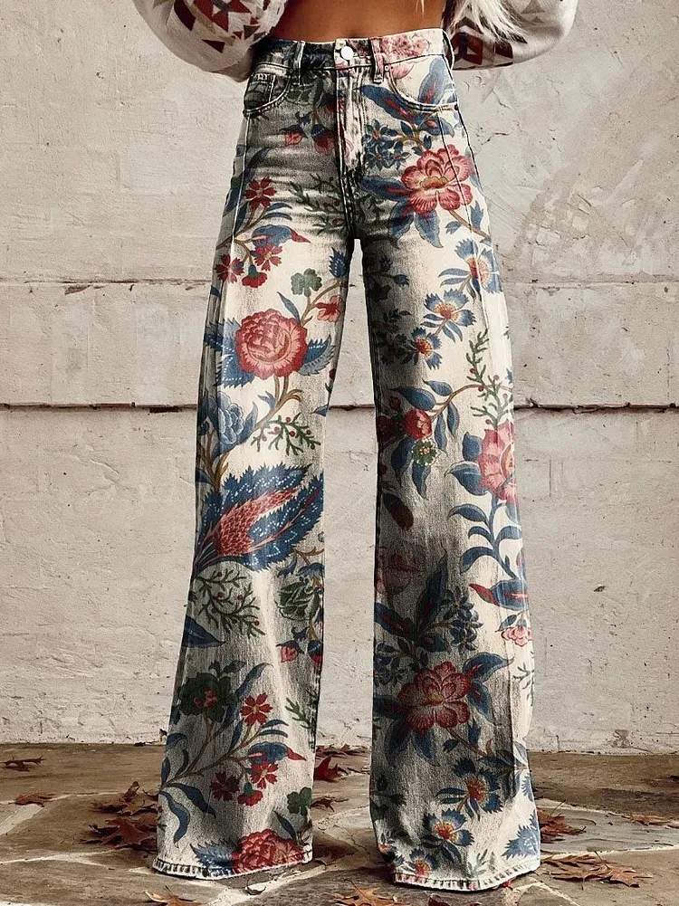 Women's Casual Pants Thin Imitation Jeans Wide Leg - Awp1A242611J