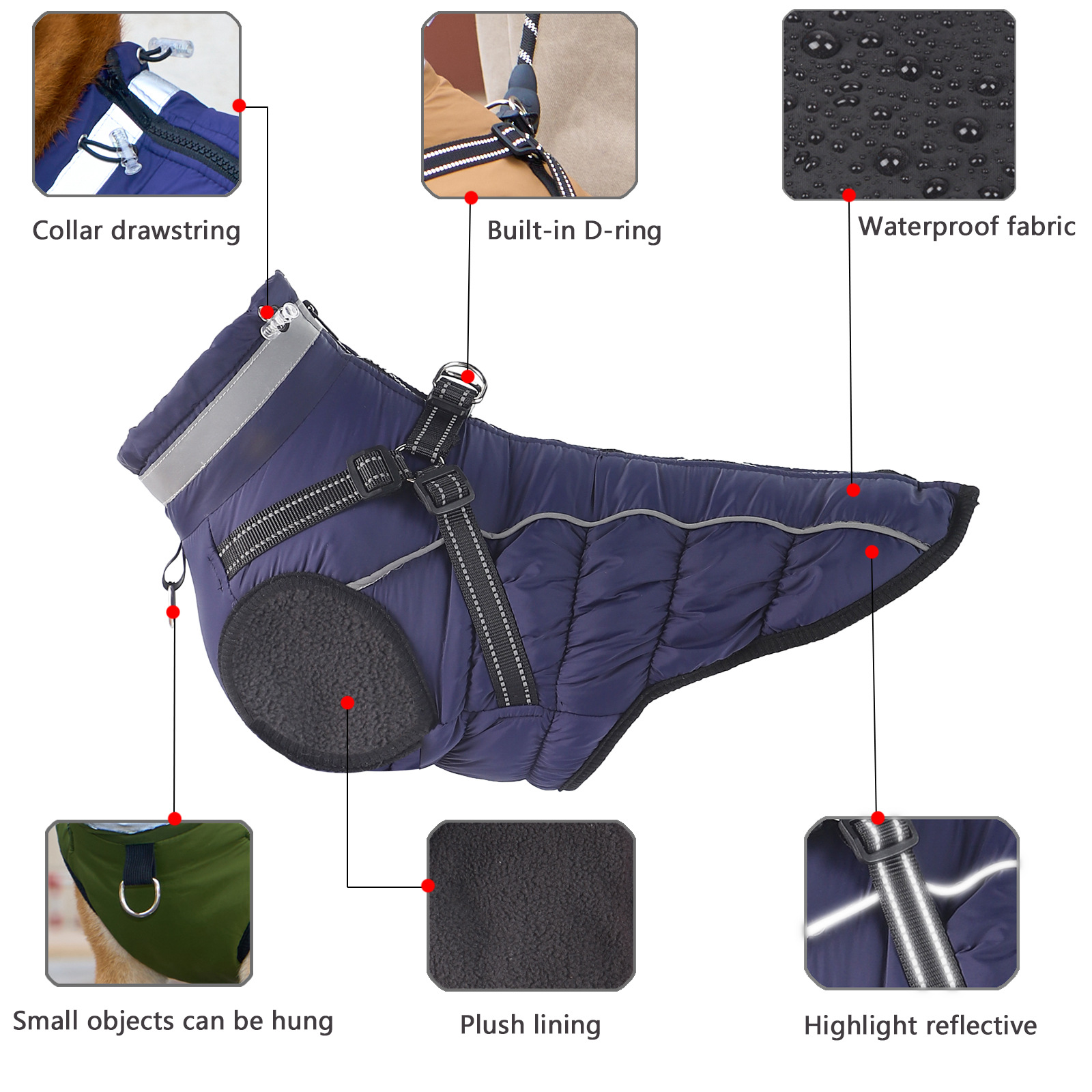 Warm Reflective Traction Coat Plus Fleece Waterproof Jacket