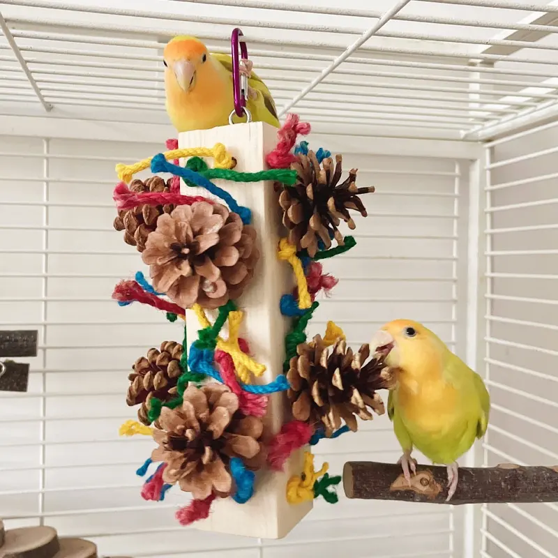 Solid Wood Parrot Toy Bird Stand Tearing
