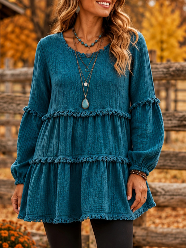 Womens Casual Top With Long Sleeves And Panel Design — foto 4