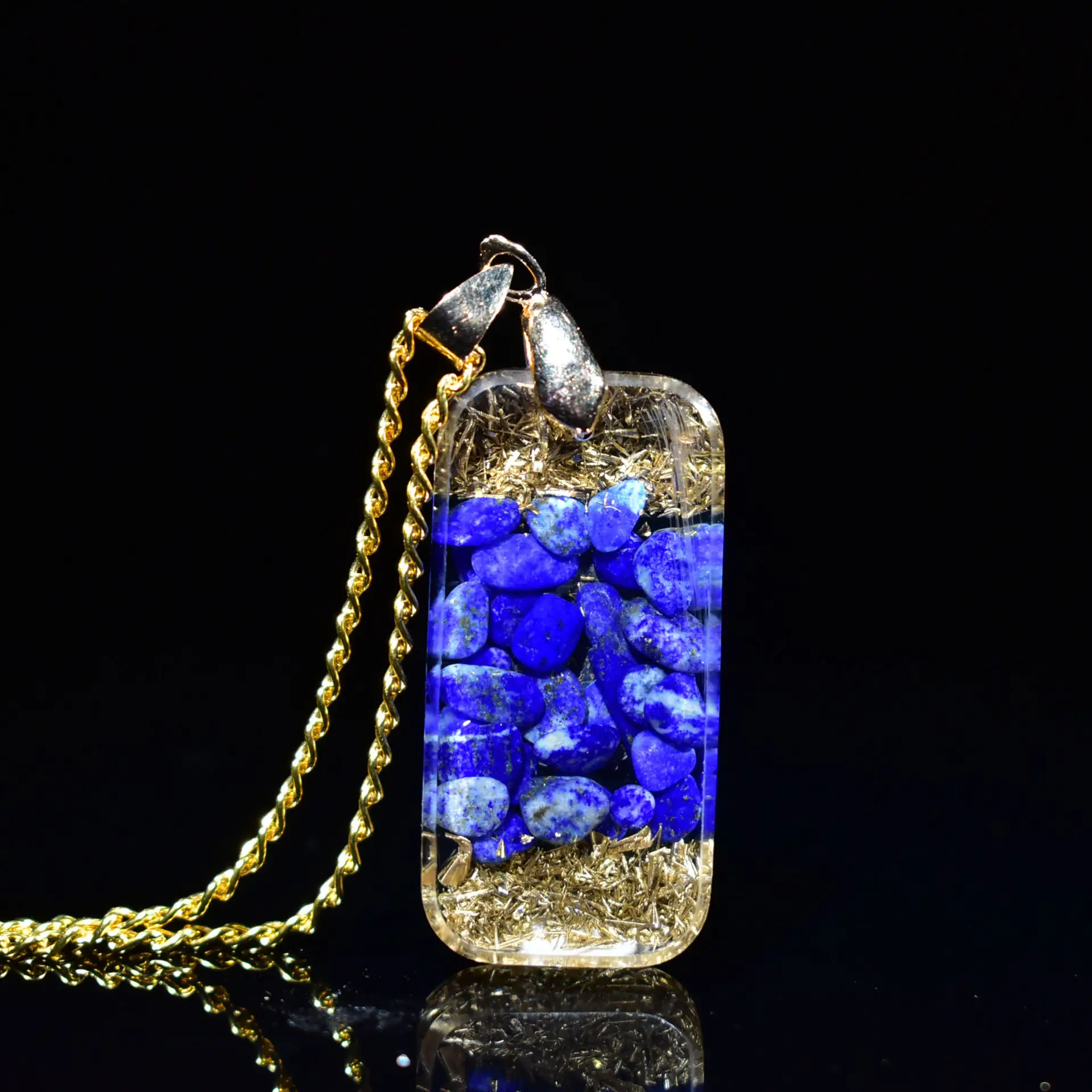 Pendant Necklace Crystal Gravel Epoxy Resin Pendant Handmade
