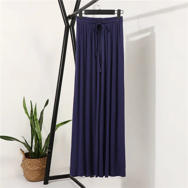 High Waist Cuprammonuium Loose Thin Casual Pants Navy Blue - Shop at LoveMi