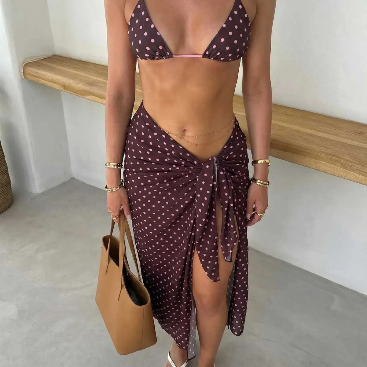 Women's Bikini Top Lace-up Halter Swimsuit