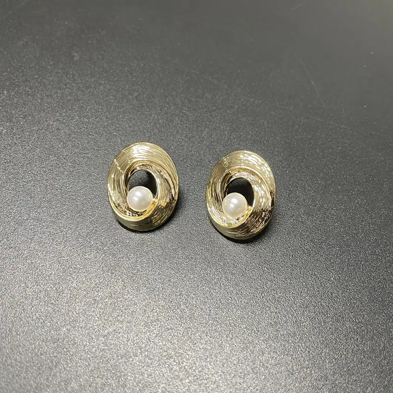 925 Silver Needle Metal Women's Vintage Thread Pearl Earrings