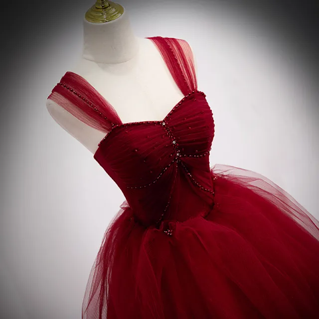 New High end High grade Princess Pettiskirt Wedding Dress Wine Red - Shop at LoveMi