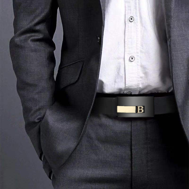 Men's Leather Inner Wear Toothless Automatic Buckle Belt