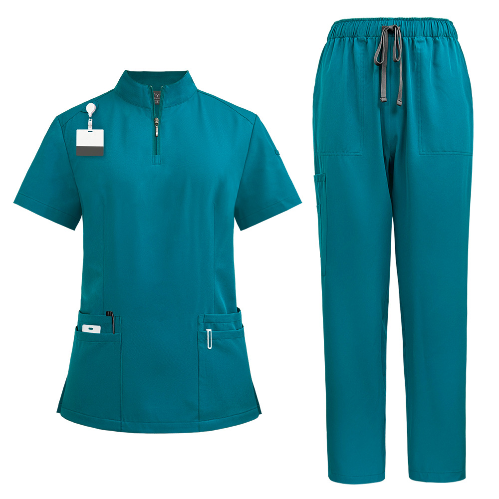 Stand Collar Zipper Doctor Nurse Work Uniforms Suit - Image 7