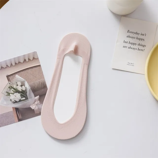 V Cut Ice Silk Mesh Invisible Female Socks Bottom Heel Color Matching Light Pink - Shop at LoveMi