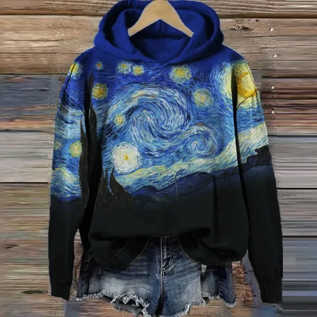 European And American Cartoon Starry Sky Printed Hoodie - Shop at LoveMi