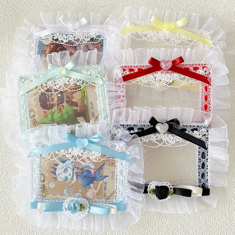 Vintage Coffee Lace Trim Card Holder