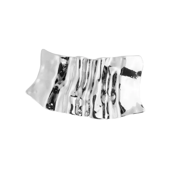 Convex Folding Hairpin Headdress Pleated Fashionable Irregular Rectangular Spring Clip Silver - Shop at LoveMi