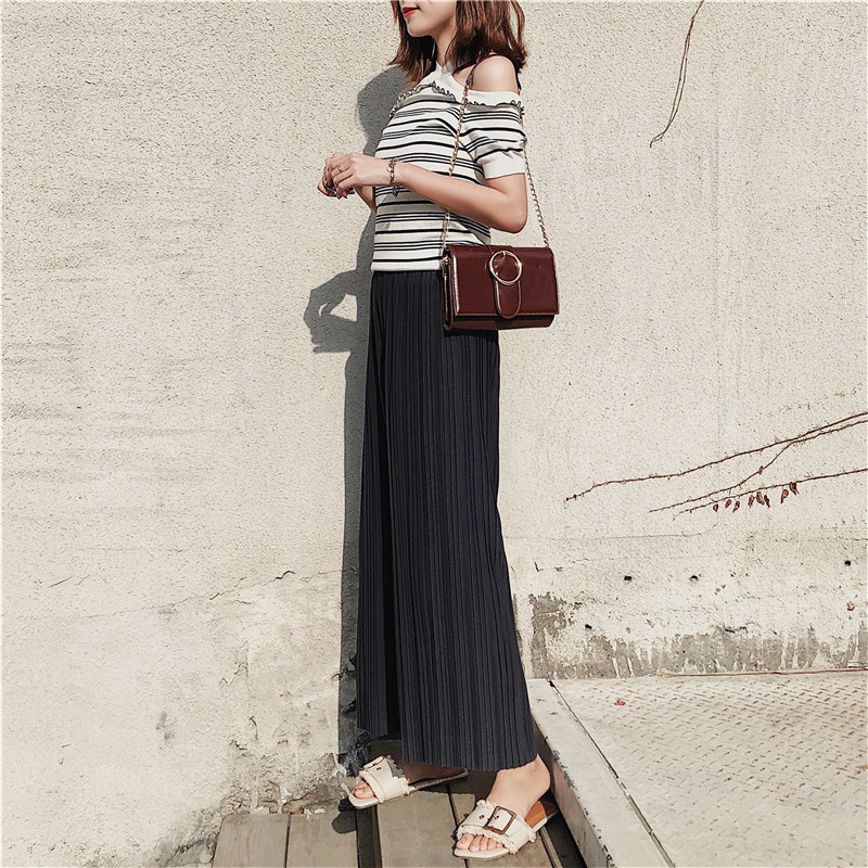 Title 12, High waist pleated chiffon wide-leg pants