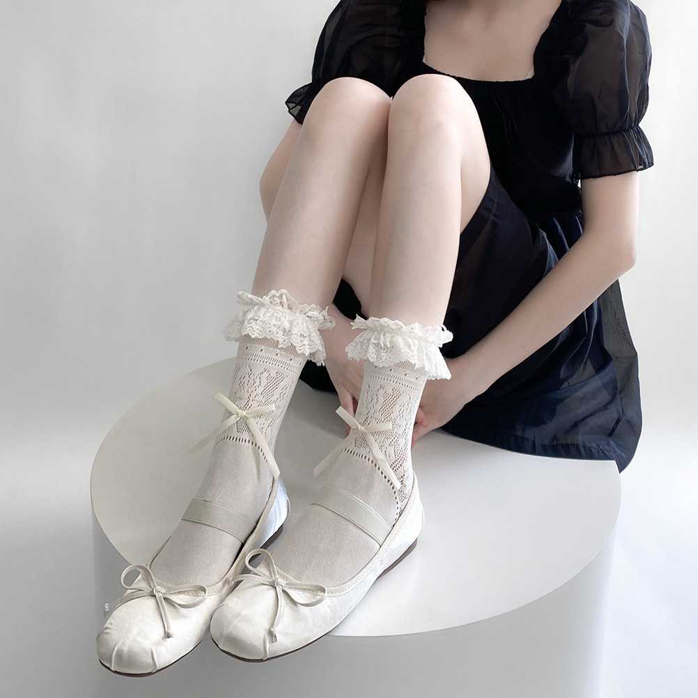 Summer Thin Lace-trimmed Mid-calf Socks