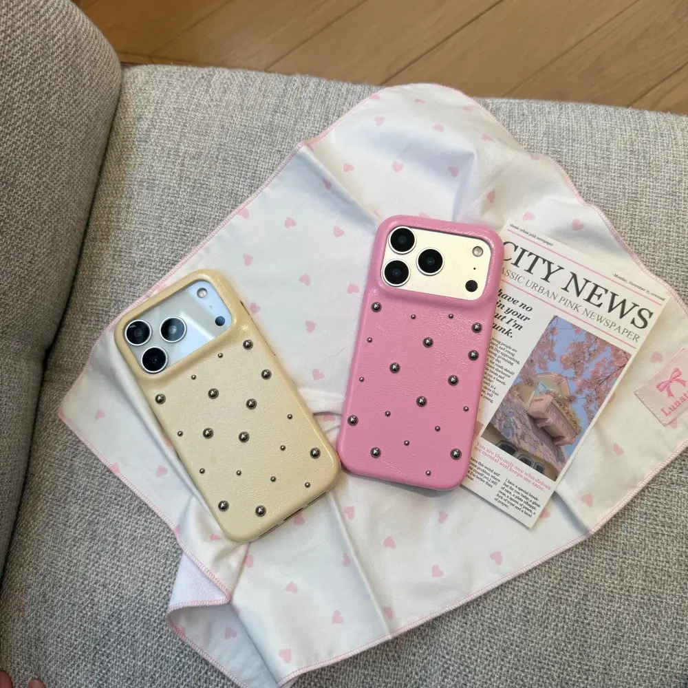 Leather Bead Design Creative Phone Case Solid-color