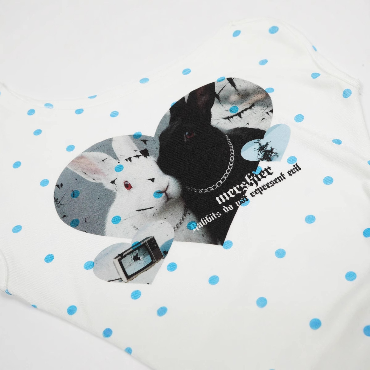 Womens Retro American-Style Off-Shoulder T-Shirt With Polka-Dot Print And Short Sleeves