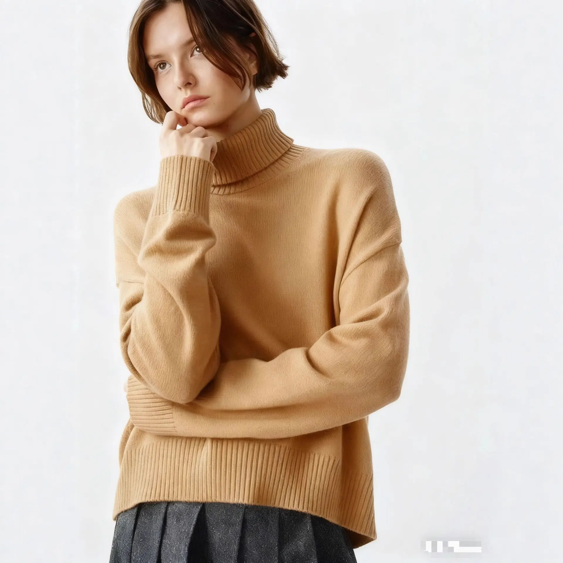 Turtleneck Loose-fitting Versatile Knitted Pullover Sweater