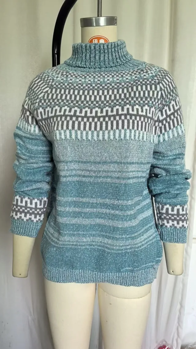 Turtleneck Loose Multicolor Fashion Pullover Sweater Style8760 - Shop at LoveMi