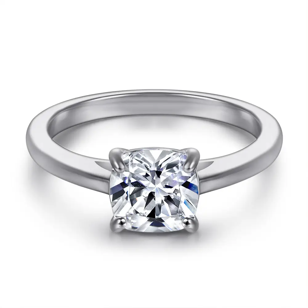 Single Rhinestone Ring S925 Sterling Silver Inlaid Zircon