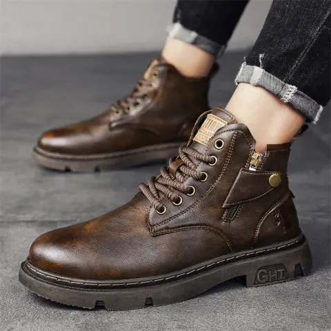 Retro British Style High Cut Martin Boots for Men
