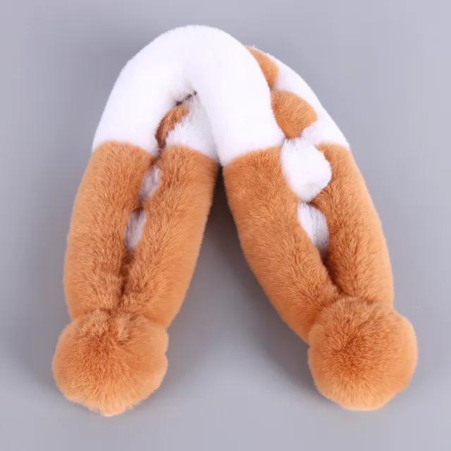 Classic Look Color Matching Plush Scarf Cross Camel - Shop at LoveMi