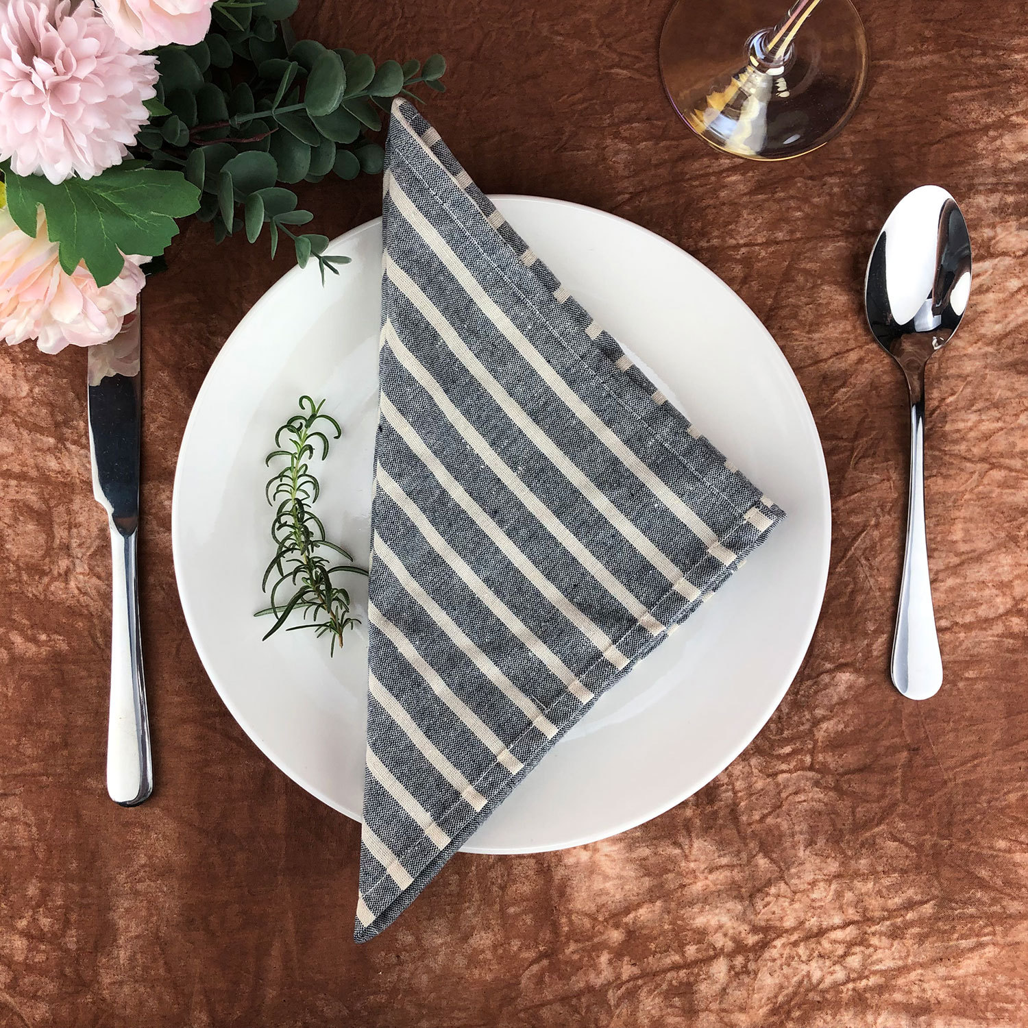 Title 2, Wide Stripe Polyester Cotton Napkin Japanese Sq...