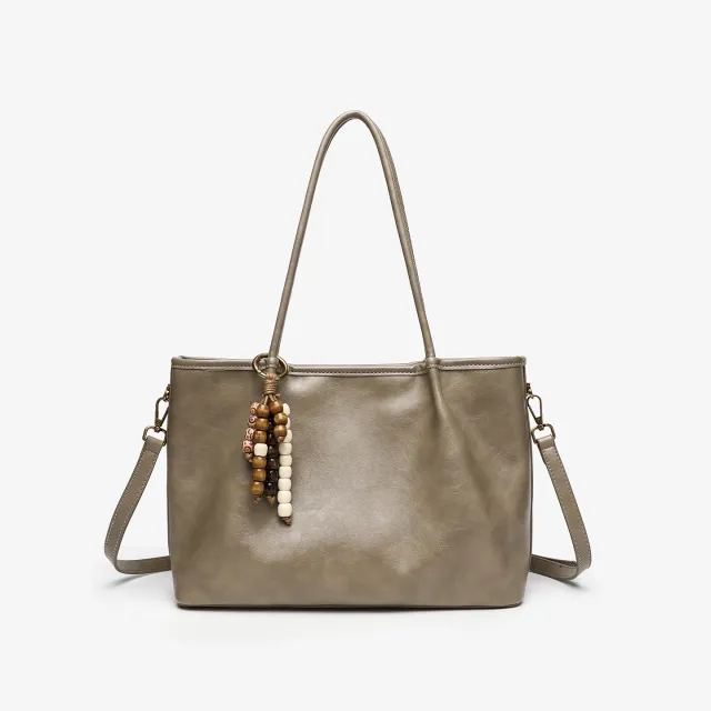 Solid color Niche Underarm Pleated Fashion Tote Bag Khaki - Shop at LoveMi
