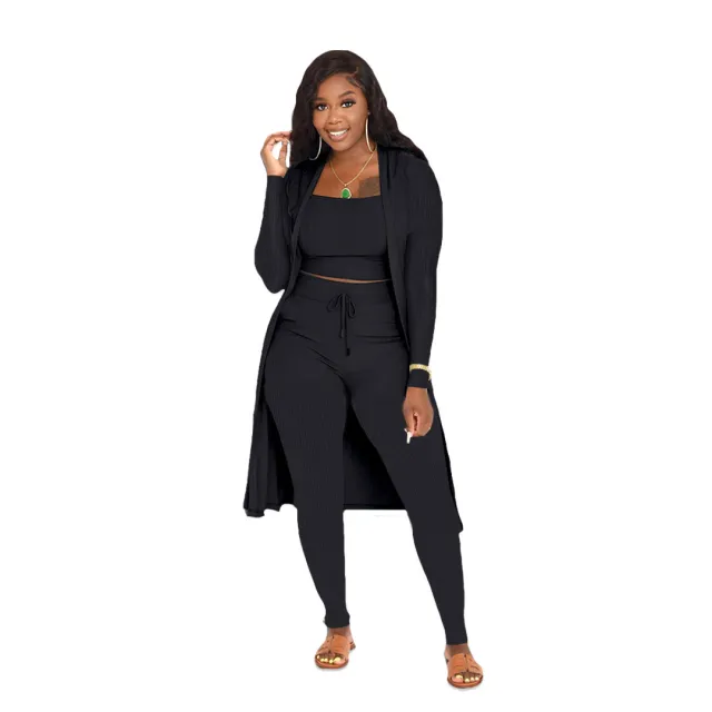 New Autumn And Winter Women's Clothing Fashion Sexy Coat And Trousers Three piece Suit Black - Shop at LoveMi